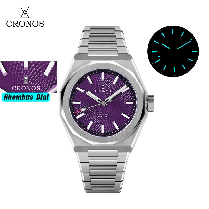 Cronos Luxury Men's Watch 36mm Automatic PT5004 Miyota 90S5 Wristwatches Sapphire 10ATM See-through Case Back L6050 men's watch