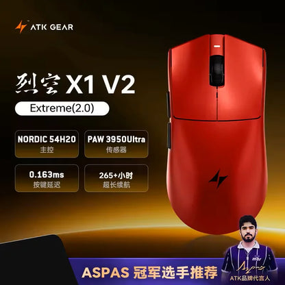 ATK Blazing Sky X1 V2 Ultimate Dual-Mode-Wireless-Maus, leicht, PAW3950 Ultra, Dual 8K Hz, niedrige Latenz, anpassbare Ergonomie-Maus