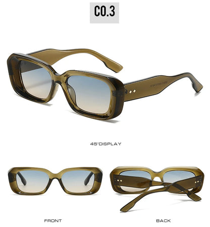 SHAUNA Retro Square Sunglasses Women Fashion Rivets Gradient Shades UV400 Men Green Pink Sun Glasses