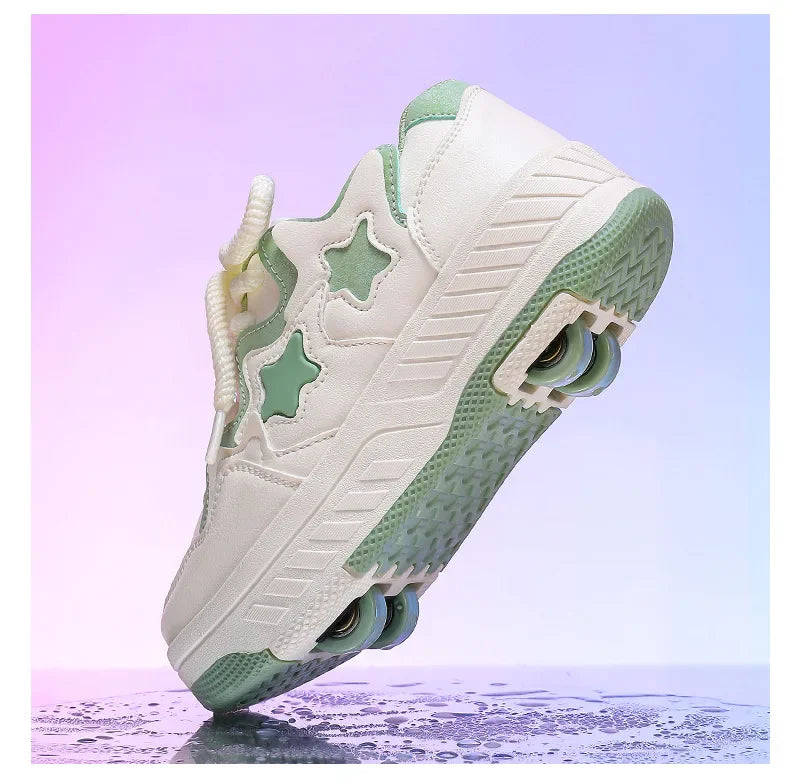 Kids Roller Skate Shoes - Rechargeable Wheels Fashion Color Shiny Birthday for Boys and Girls Two-in-one Casual Shoes