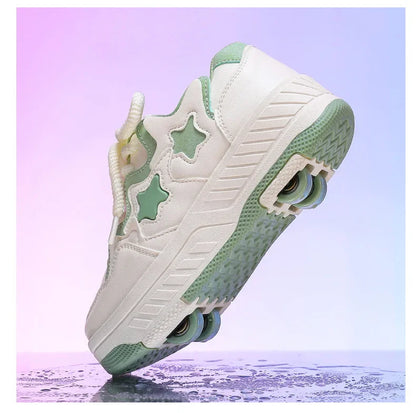 Kids Roller Skate Shoes - Rechargeable Wheels Fashion Color Shiny Birthday for Boys and Girls Two-in-one Casual Shoes