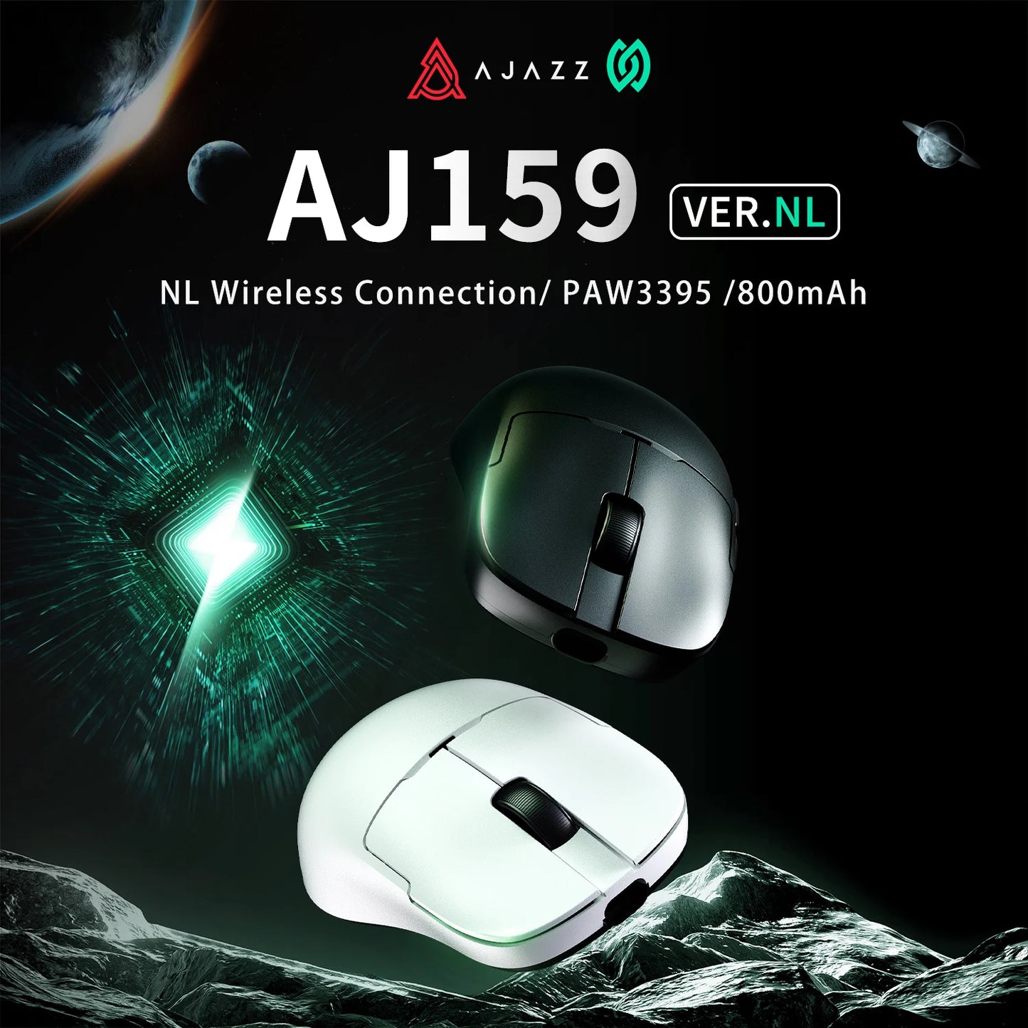 AJAZZ AJ159 NL trådlös mus 800mAh kompatibel med spel och kontor PAW3395 1K Nearlink BT trådlös mus laptop-present AJAZZ AJ1