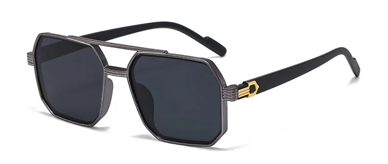Trendy Women Luxury Polygonal Sunglasses Double Beam Men Metal Sunglass Outdoor Driving Shade Unisex