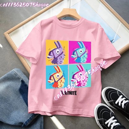 Fortnites Series Summer-børnetøj, hot game T-shirt til drenge og piger, tegneserieprint, kortærmede toppe til børn, sjove fødselsdagsgaver