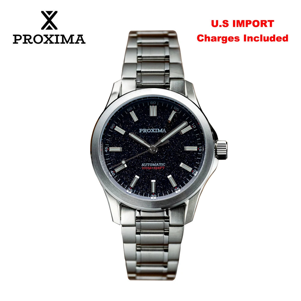 PX1746 New Mens Mechanical Watches Aventurine Dial 100M Waterproof Clock Sapphire Glass Automatic Men Watch Relogio Masculino