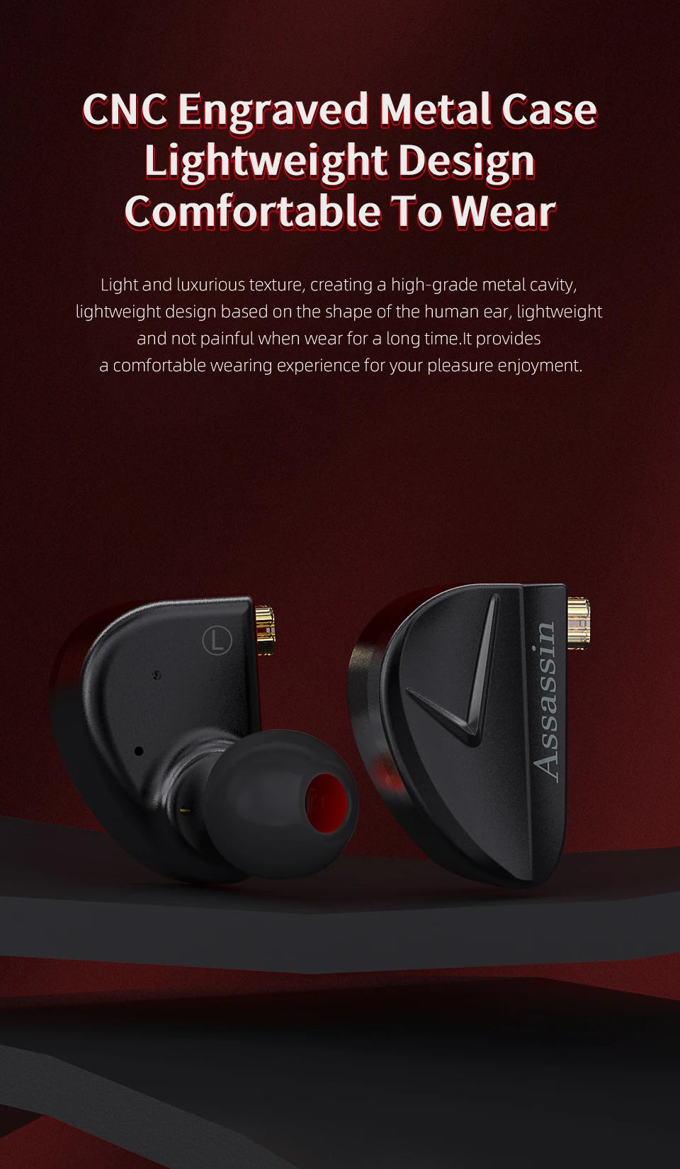 CVJ Assassin Earphones 1BA+1DD+1Vibration Switch Adjustable Gaming E-sports In-Ear 3.5mm&Type-C Hifi Headphones