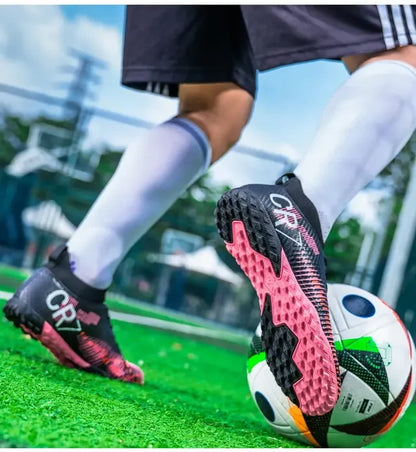 Ghete de fotbal pentru copii cu vârf anti-coliziune, închidere cu șireturi, crampoane scurte antiderapante, rezistente la uzură și respirabile, pentru joc pe iarbă în aer liber