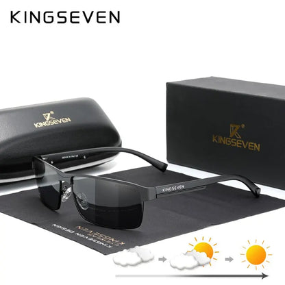 KINGSEVEN Men Polarized Photochromic Sunglasses Design Women Chameleon Sun Glasses UV400 Anti-glare Driving Square Eyeglasses