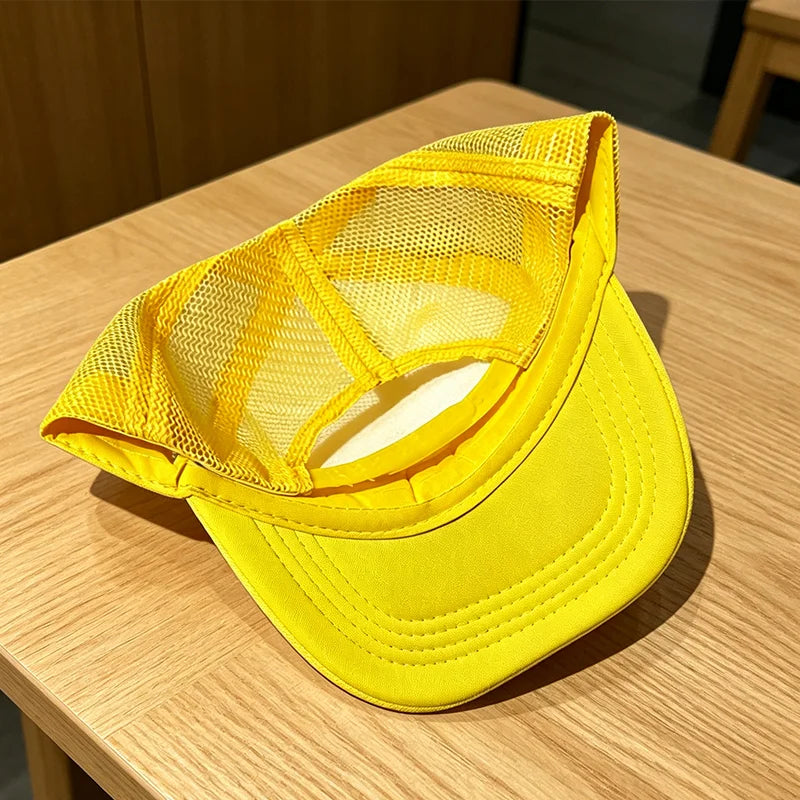 Anime-tegneserie Super Brothers Cosplay-baseballkasket, åndbar solbeskyttelse, gul spørgsmålstegn-baseballkasket med solskærm
