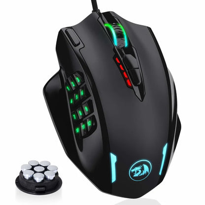 Redragon M908 RGB-Hintergrundbeleuchtung LED USB-kabelgebundene Gaming-Maus 18 programmierbare Maustasten 12400 DPI