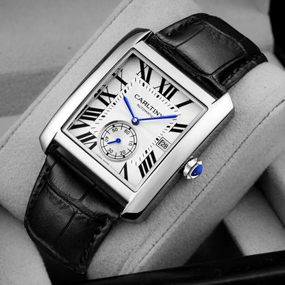 Reloj automático de lujo para hombre – Reloj de pulsera mecánico, modelo elegante de una gran marca, caja cuadrada de acero inoxidable, resistente al agua – CARLTINY