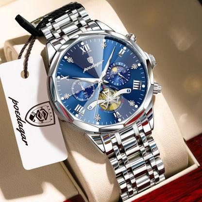 POEDAGAR Luxury Fashion Men Clock Waterproof Luminous Chronograph Male Watch Stainless Steel Quartz Business Men's Watches Reloj