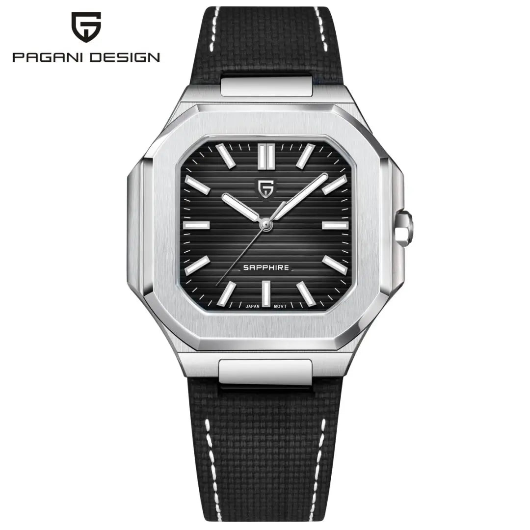 PAGANI DESIGN Novo V2 Relógio de Quartzo Quadrado para Homem, Marca de Luxo, Desportivo, Impermeável, Safira, Aço Inoxidável