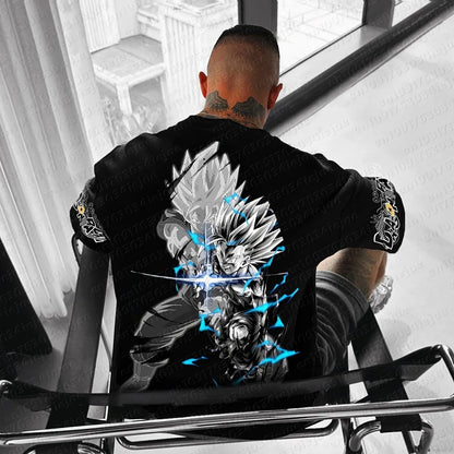 2026 Summer Dragon Ball 100% Cotton Printed T-shirt Men's New Anime Printed Comfortable and Breathable Plus Size Casual Loose
