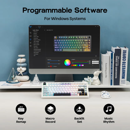 EPOMAKER x AULA F75 75% ANSI Gasket Hot-Swap Bluetooth 5.0/2.4G Wireless/Wired Mechanical Keyboard PBT Keycaps for Win/Mac