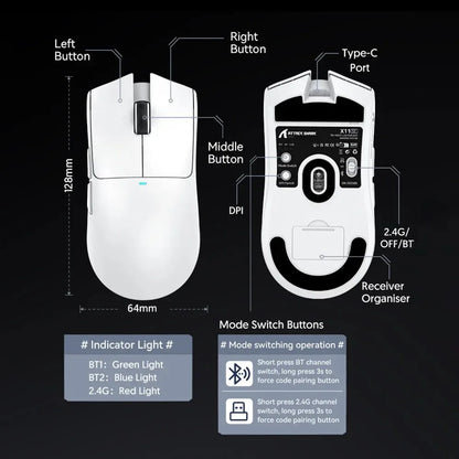 ATTACK SHARK X11SE ultraleichte kabellose Gaming-Maus, 20Millionen Klicks Lebensdauer, PAW3311 Gaming, 22KDPI, 400IPS, 40G, 1KHz, 65 Stunden, 30mAH