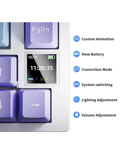 Tastiera meccanica da gaming AJAZZ AK820 Pro cablata e wireless, tri-mode, retroilluminazione RGB, switch hot-swap, layout compatto 70%, PC/Mac