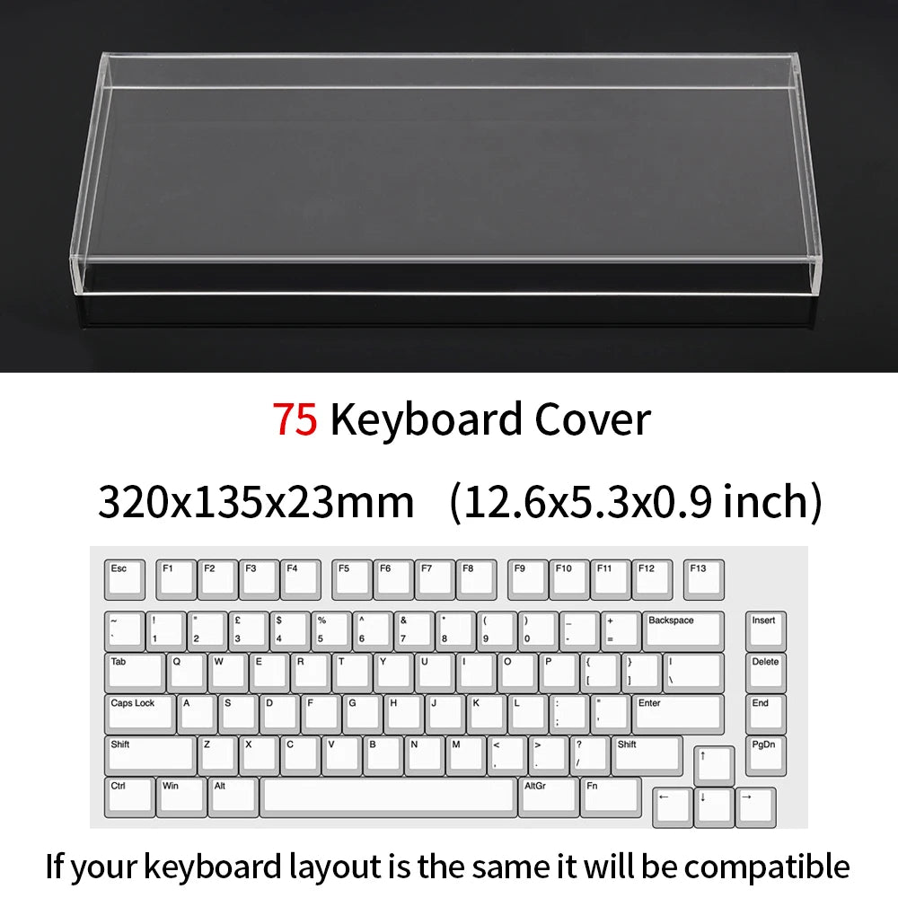 Funda protectora transparente de acrílico para teclado mecánico, cubierta antipolvo para teclado de 60/61/64 96 98104/108 teclas y cubierta para ratón