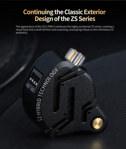 KZ ZS12 PRO X Hybrid Dynamic & Balanced Armature Technology IEM Earphone Upgrade HiFi Bass In Ear Headphone Tunning Wire Headset