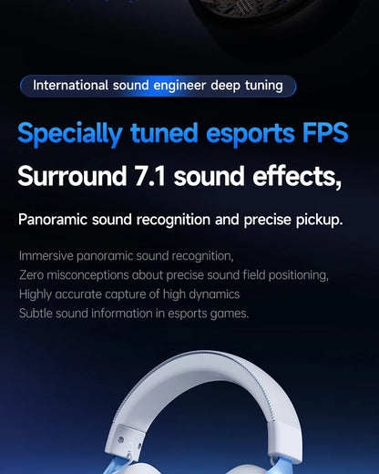 MCHOSE V9 Pro Wireless Gaming Headset 7.1 Surround Sound, Bluetooth 5.3 Headphones with Noise Cancelling Mic, Low Latency PC Gaming Headset