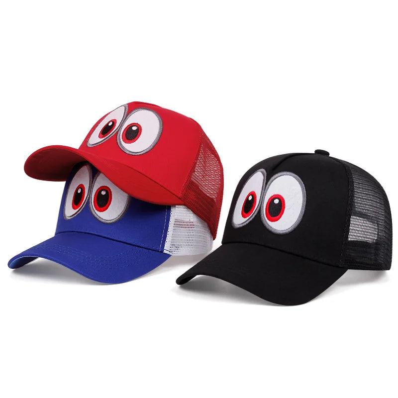 Jeu d'animation Super Luigi Brothers - Casquette de cosplay - Casquette de baseball brodée avec de grands yeux rigolos - Casquette à visière ajustable - Casquette de soleil