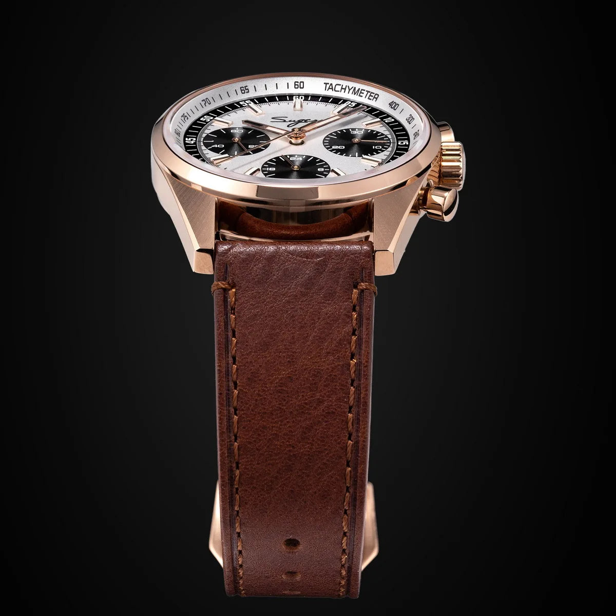 Sugess Mens Watch 38mm Chronograph Mechanical Wristwatches Tianjin Gooseneck Movement Sapphire Crystal Roulette Dial S465 new