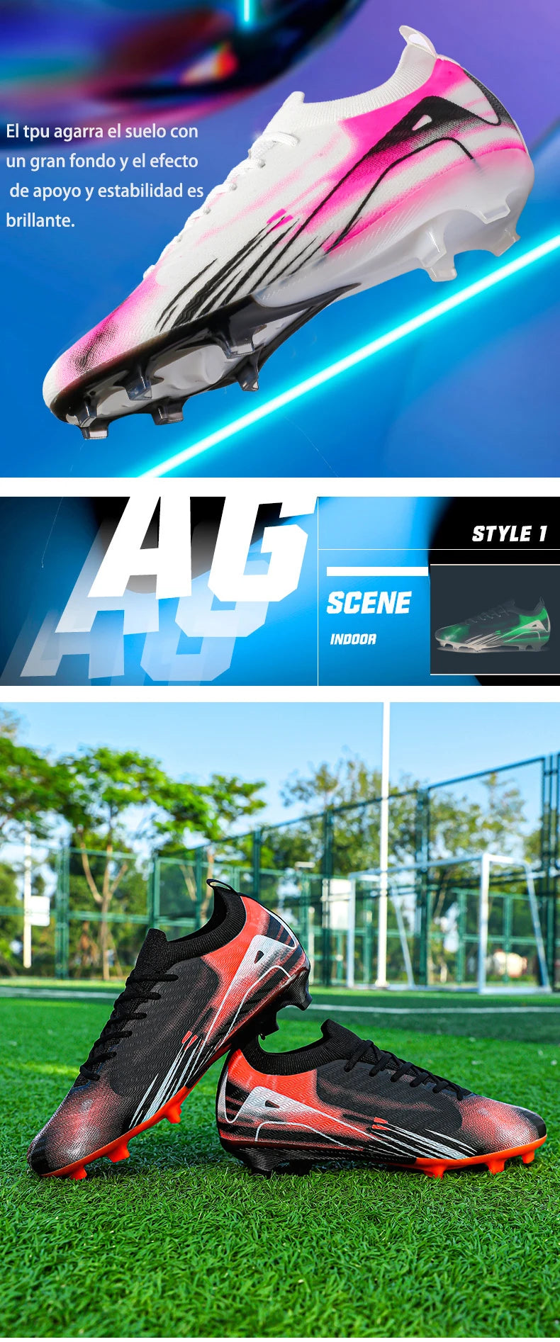 New Men's Football Boots FG Non-Slip Long Spikes Soccer Shoes Training Shoes Soccer Cleats Ultralight Outdoor Drop Shipping