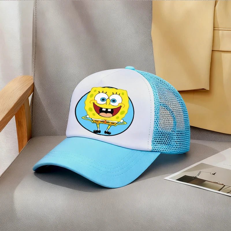 Cute SpongeBobs Baseball Cap Movie Cartoon Round Role Boy Girl Kids Adult Sport Casual Sunshade Adjustable Anime Peaked Mesh Hat