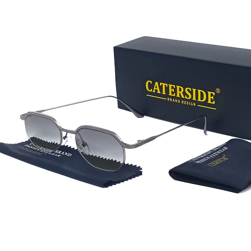 Caterside New Retro Small Frame Sunglasses Men's Polygonal Lenses Sun Glasses Women Business Travel Party Eyewear Summer Style