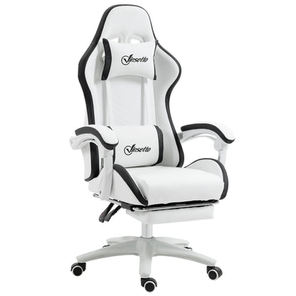 Ergonomic Leather Gaming Chair with 135° Reclining, 360° Swivel, Footrest, Adjustable Height, Comfortable Office & PC Gaming Chair