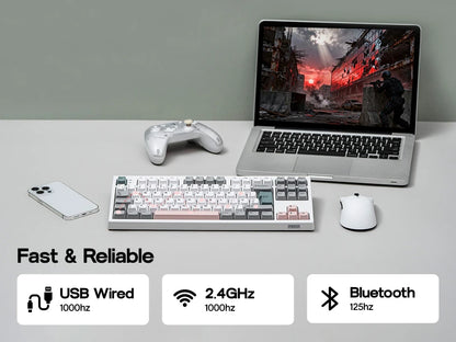 Teclado mecánico EPOMAKER TH87 con distribución ISO-UK TKL, con cable/BT/inalámbrico 2.4Ghz, NKRO, batería de 10000mAh y luz RGB