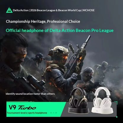 MCHOSE V9 Turbo Gaming Headset BT 2.4G Low Latency Wireless Esport With 60mm Dynamic Driver 2000mAh Magnetic Charging For Gamers