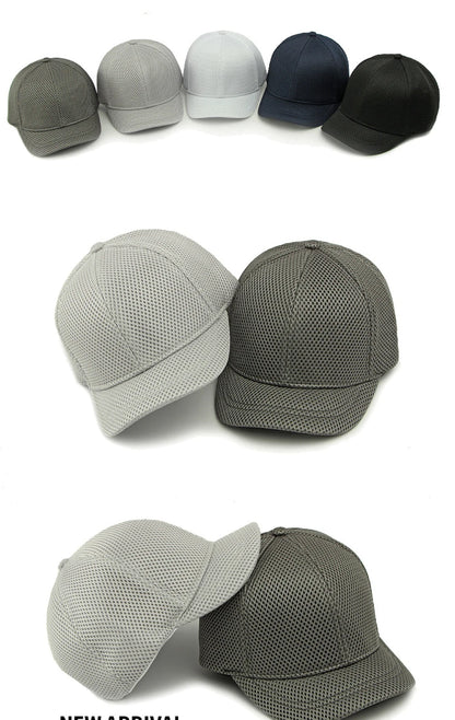 HT4828 Casquette de baseball à visière courte de 5 cm pour homme, 6 panneaux, en maille respirante, style « trucker », pour hommes et femmes, unie, à fermeture à pression