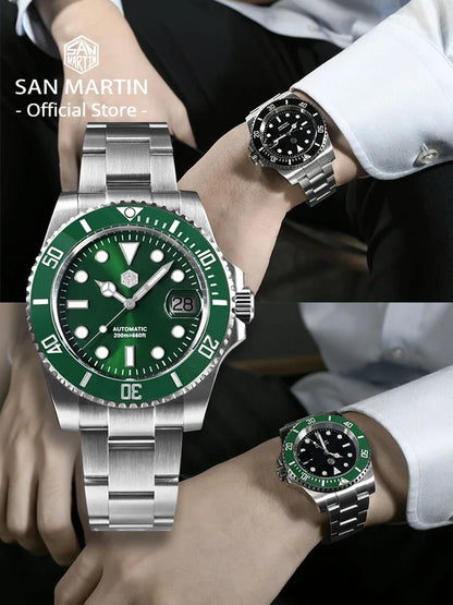 San Martin Verbesserte Version 40mm Water Ghost Diver Watch Herren Luxus-Automatikuhr Mechanische Uhr Saphir Wasserdicht 200m SN0017