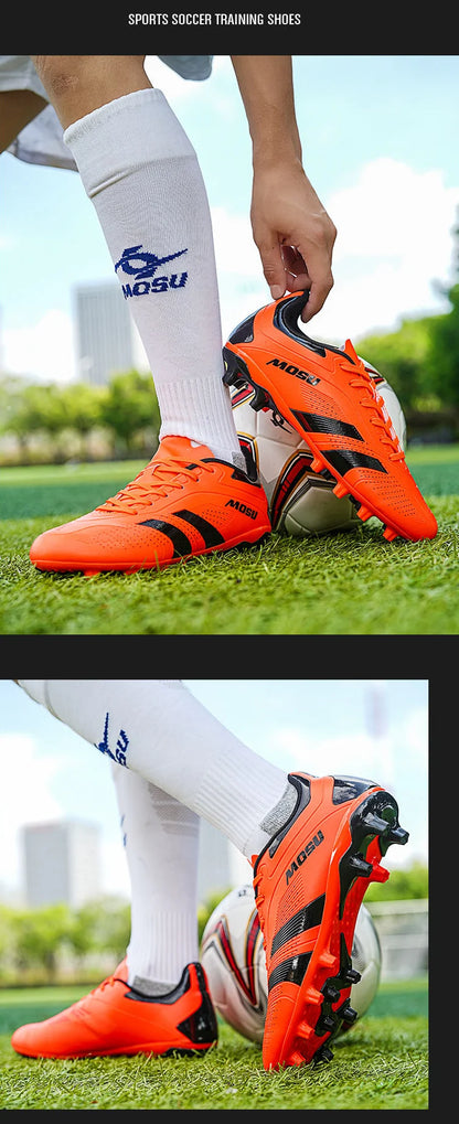 New Men's and Women's Football Shoes, Indoor and Outdoor Sports Shoes with Long and Broken Studs for Football Training Mat