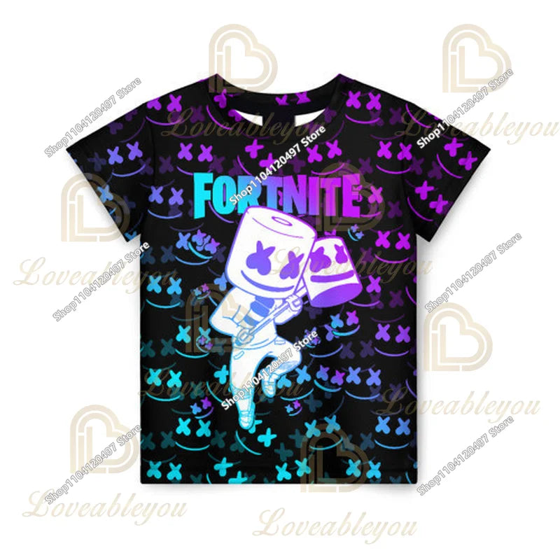 T-shirt Fortnite para Crianças Banana Peely, T-shirt para Homem e Mulher, T-shirt Battle Royale, Top de Verão Harajuku