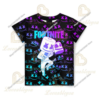 T-shirt Fortnite para Crianças Banana Peely, T-shirt para Homem e Mulher, T-shirt Battle Royale, Top de Verão Harajuku