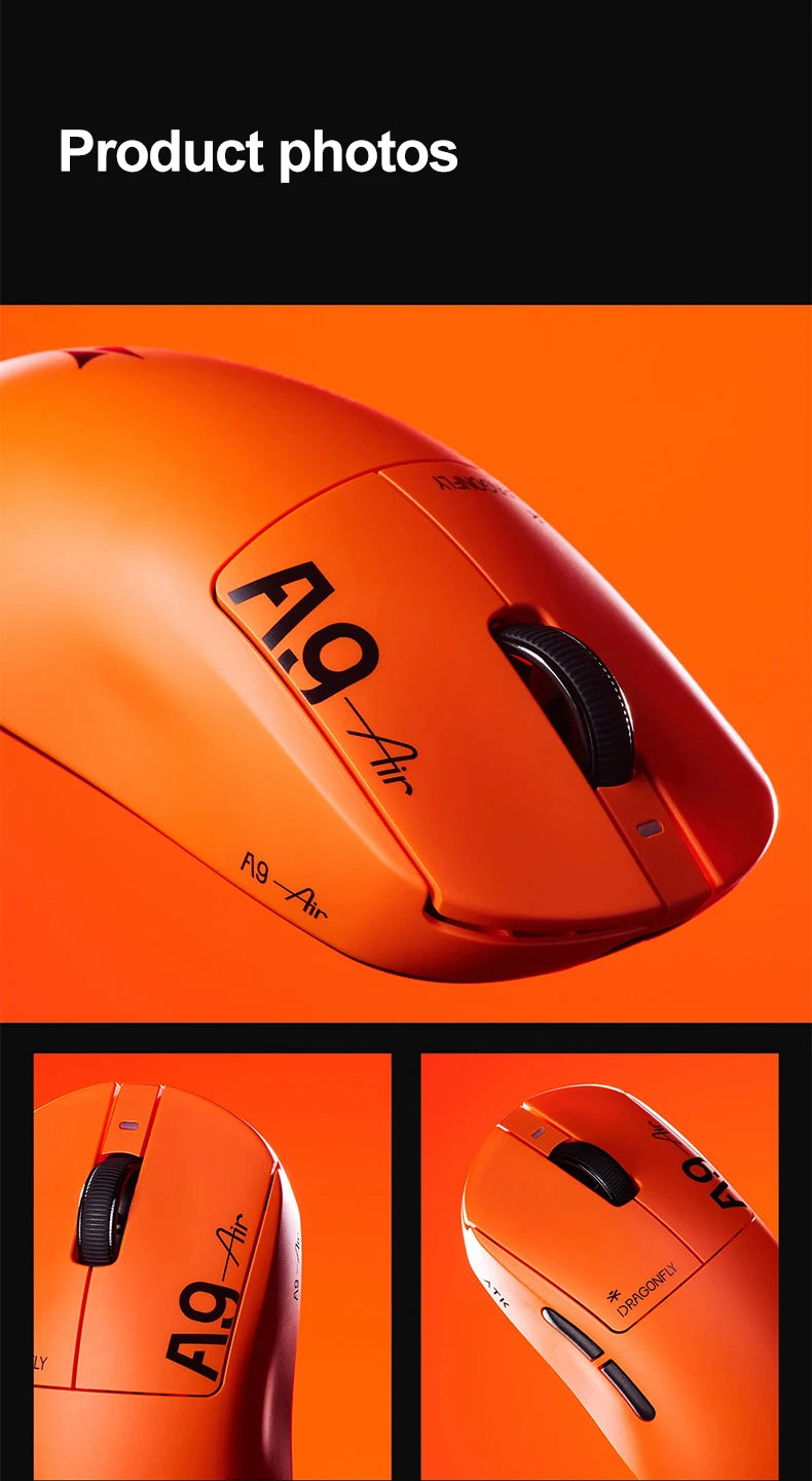 ATK Dragonfly A9 Ultimate belaidė žaidimų pelė A9 Air PAW3950, itin lengva ergonomiška e. sporto FPS žaidėjų pelė CSGO A9 Ultra