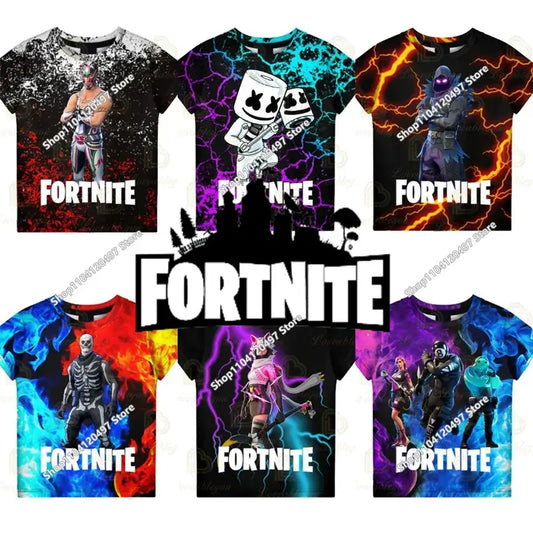 T-shirt Battle Royale 3D Fortnite da uomo e donna, ragazzi e ragazze, top cartoon Victory, abbigliamento teen, bambini, eroe del gioco, magliette e top