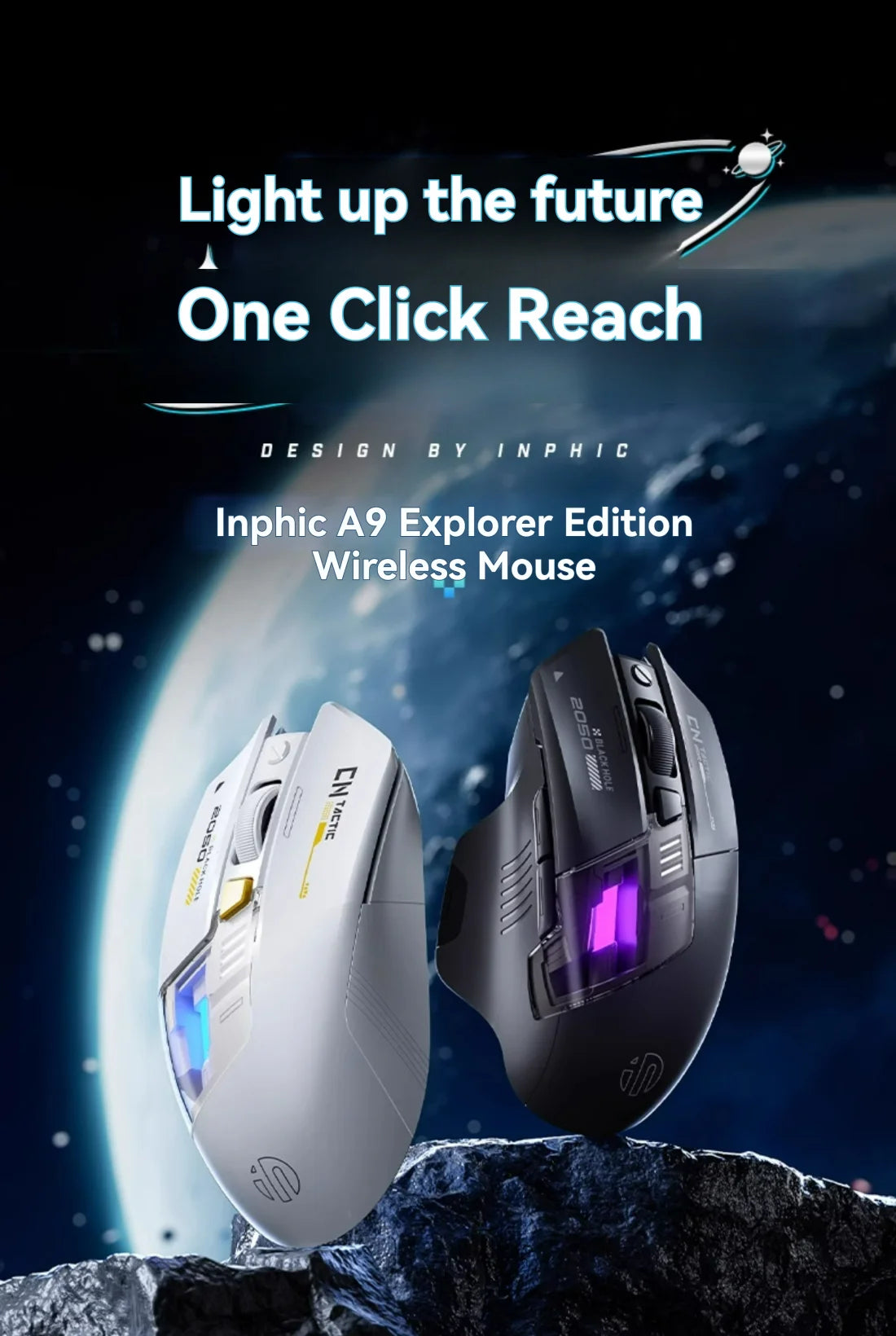 Inphic A9 Explorer V2 Three-mode Gaming Mouse Indicator DPI Adjustable Macro-driver Ergonomics 12000DPI 1000Hz rate of return
