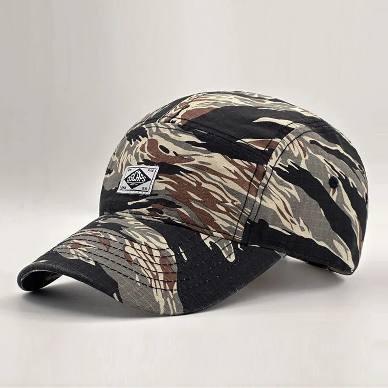 Arbejdstøj-inspireret camouflage-baseballkasket med kort skygge til mænd og kvinder, trendy unisex-solhat til udendørs brug