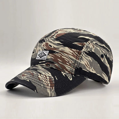 Arbejdstøj-inspireret camouflage-baseballkasket med kort skygge til mænd og kvinder, trendy unisex-solhat til udendørs brug