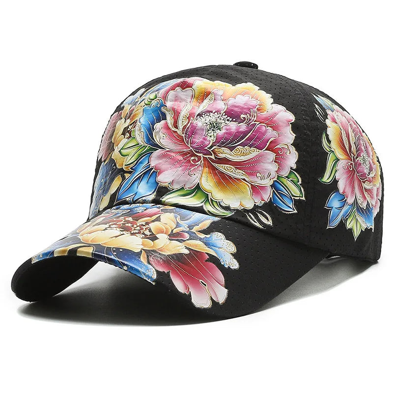 Spring/Summer Quick Drying Baseball Cap Men's And Women's Outdoor Beach Camping Sun Hat Printed Chinese Style Flower Sun HatB149