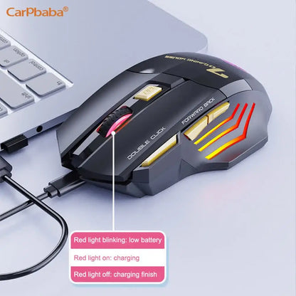 Brezžična miška Bluetooth, polnilna računalniška miška za gamerje, ergonomska gaming miška z RGB osvetlitvijo in tihim delovanjem za PC