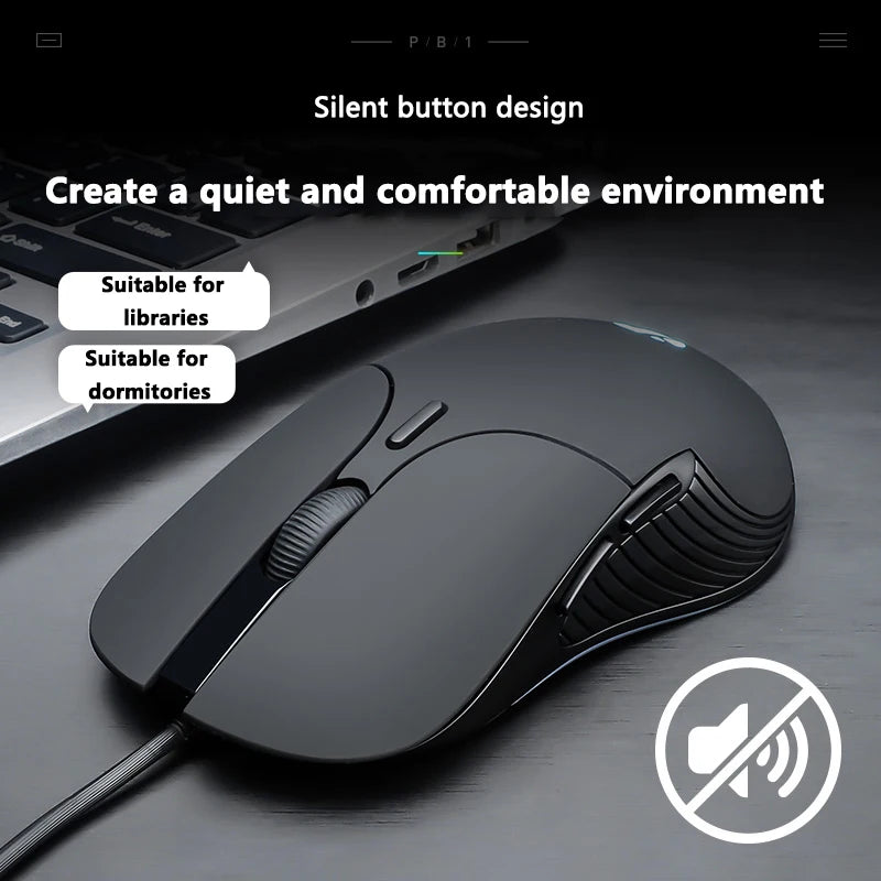 INPHIC B2 USB kabelová myš, tichá kancelářská a herní myš pro PC a notebooky