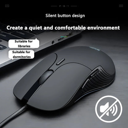 INPHIC B2 USB kabelová myš, tichá kancelářská a herní myš pro PC a notebooky