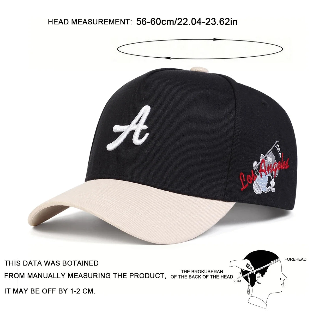 Unisex „A Letter Side Los Angeles” hímzéses baseball sapka, tavaszi-őszi, szabadtéri, állítható, alkalmi sapka, napvédő sapka, sportsapka