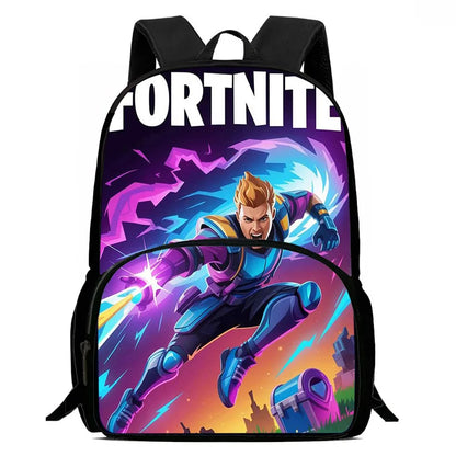 15-инчова Fortnite раница с анимационен дизайн, унисекс, за момчета и момичета, с преден джоб, лека ученическа раница с голям капацитет