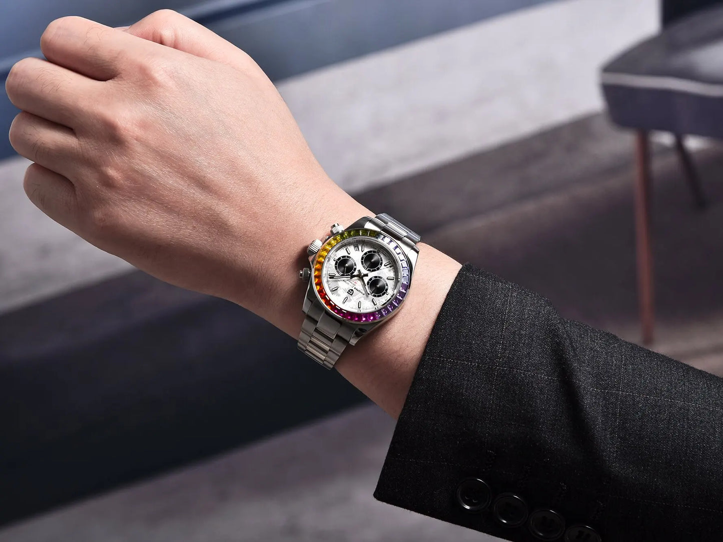 PAGANI DESIGN Men Exquisite Quartz Watch Luxury Choice VK63 Sapphire Mirror Stainless Steel Calendar Small Three-Pin Chronograph