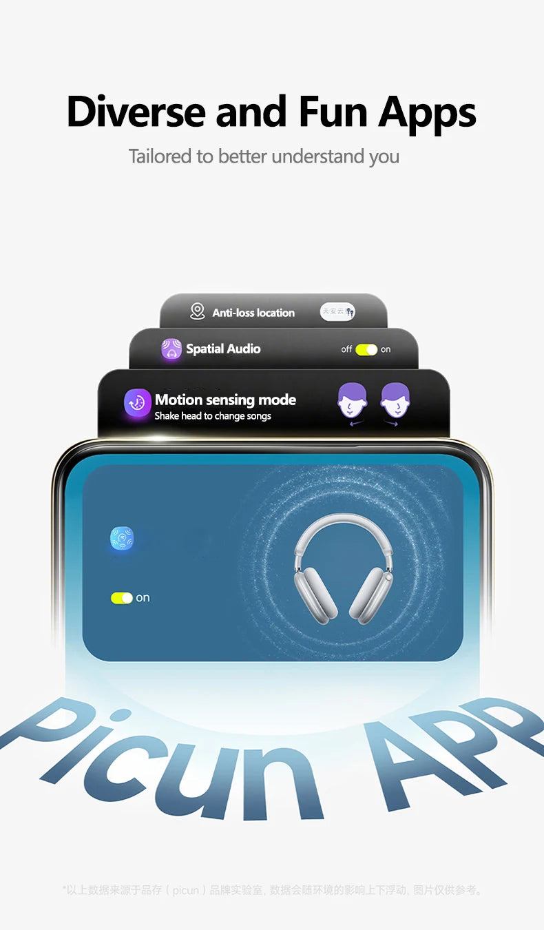 Cuffie wireless Picun F8MAX ANC, cancellazione attiva del rumore ibrida 59dB, audio spaziale, auricolari Bluetooth 6.0, headset over-ear 180H